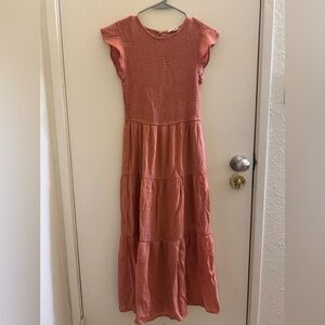 By the River Rust Smocked Maxi Dress